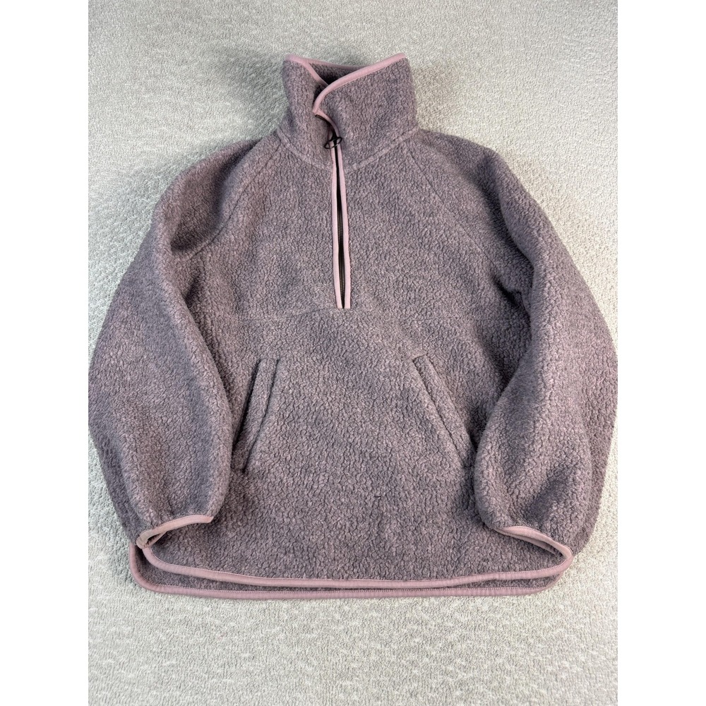 Madewell Pullover Womens Medium Purple Sherpa Fleece Quarter Zip Hand Pockets